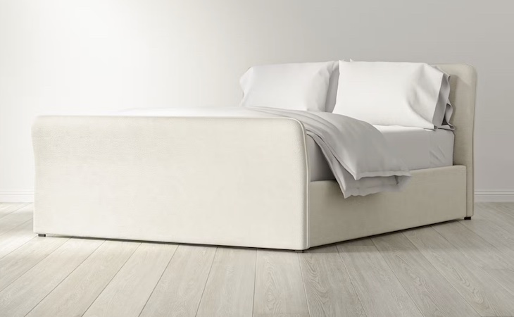saatva merano bed frame in ivory boucle