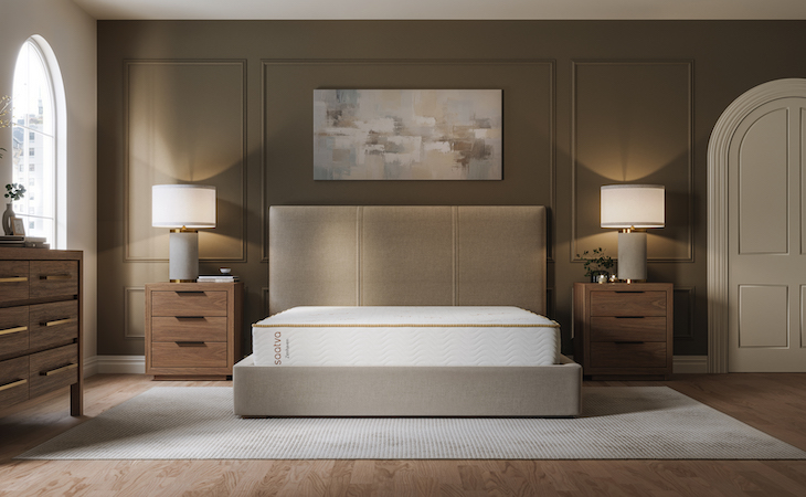 Saatva mattress is nicely decorated bedroom